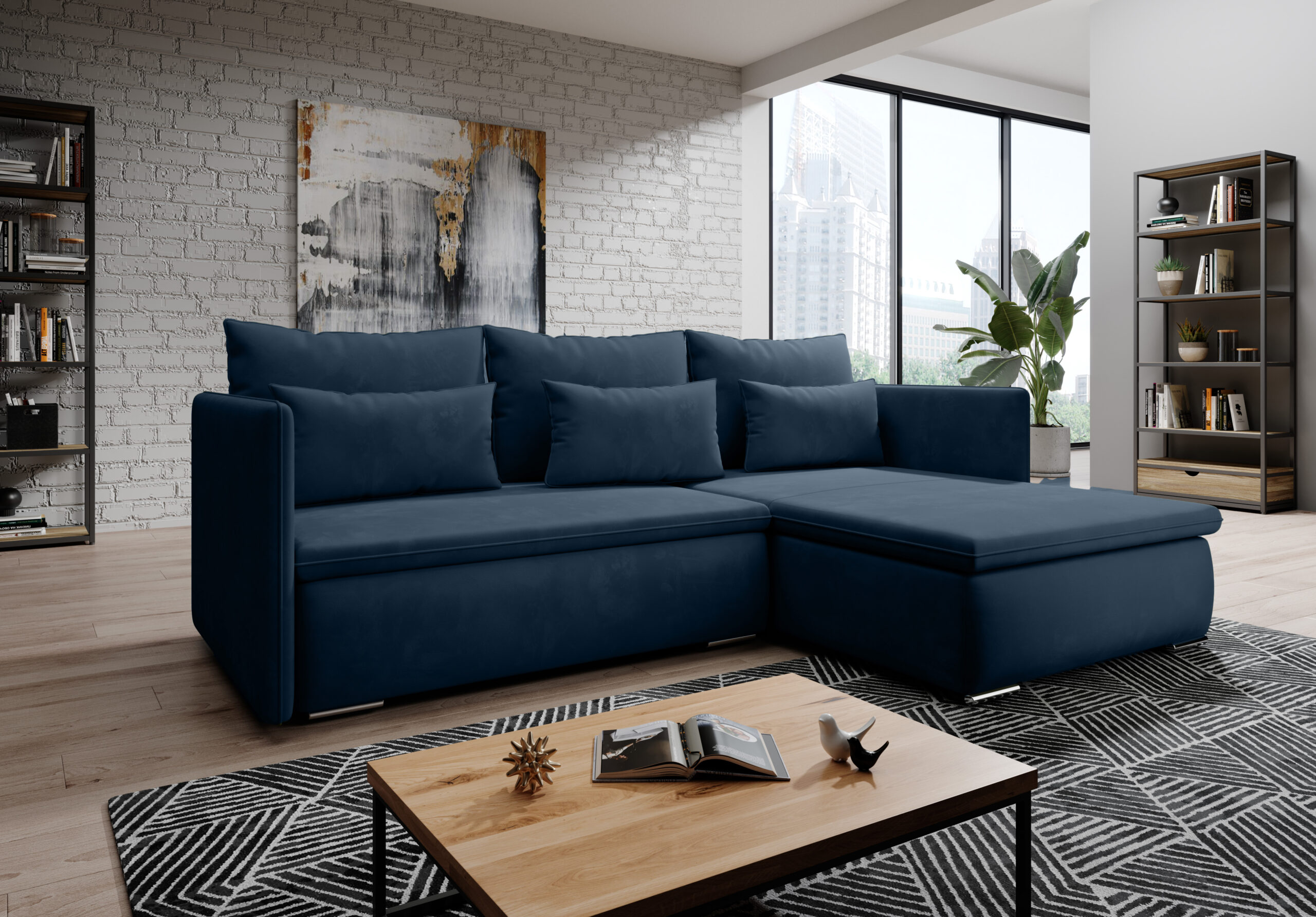 FurMeb24 ECKSOFA VALERIO Stoff monolith- linke/rechte seite - mit schlaffunktion und bettkasten – Bild 9