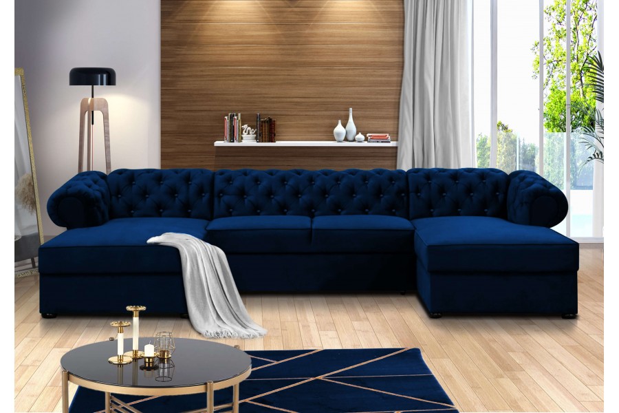 FURMEB 24 ECKSOFA mit Schlaffunktion SWAROVSKI U 348 x 180 cm