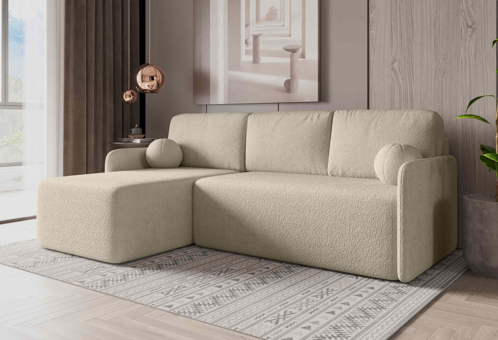 FurMeb24 ECKSOFA BROOK - 212 x 142 cm Stoff abriamo - mit schlaffunktion und bettkasten – Bild 5