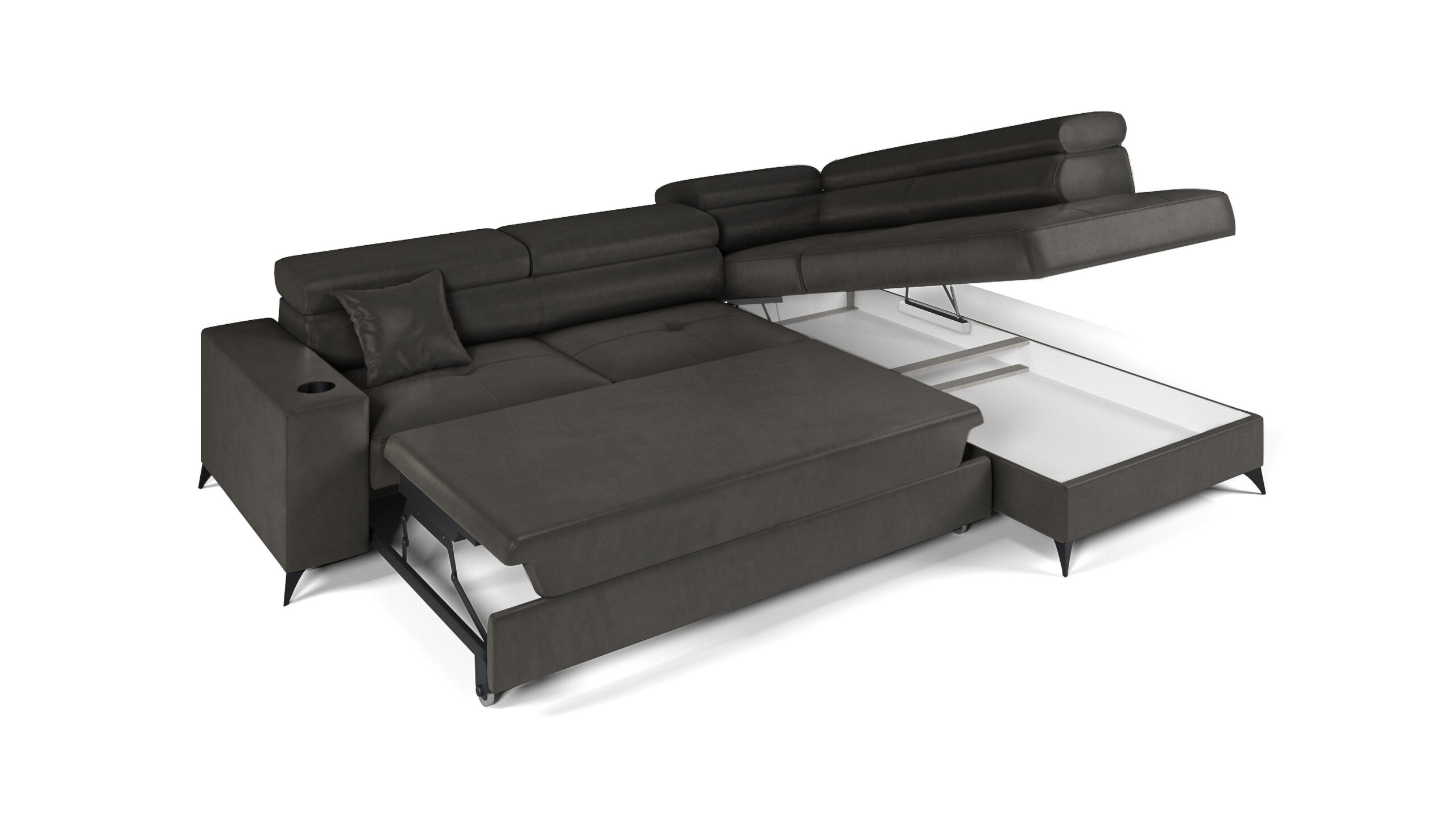 FurMeb24 ECKSOFA LANGER Rechte Seite mit Schlaffunktion und Bettkasten 269 x 202 cm – Bild 12