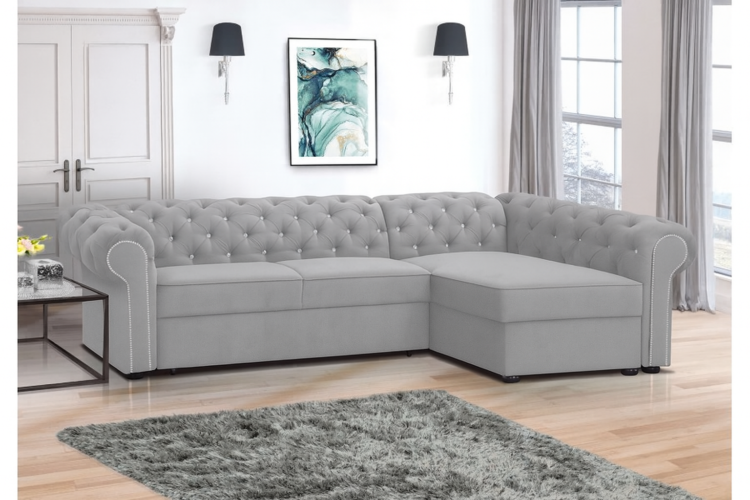 FURMEB 24 ECKSOFA mit Schlaffunktion SWAROVSKI MAXI linke/rechte Seite 280 x 180 cm – Bild 7