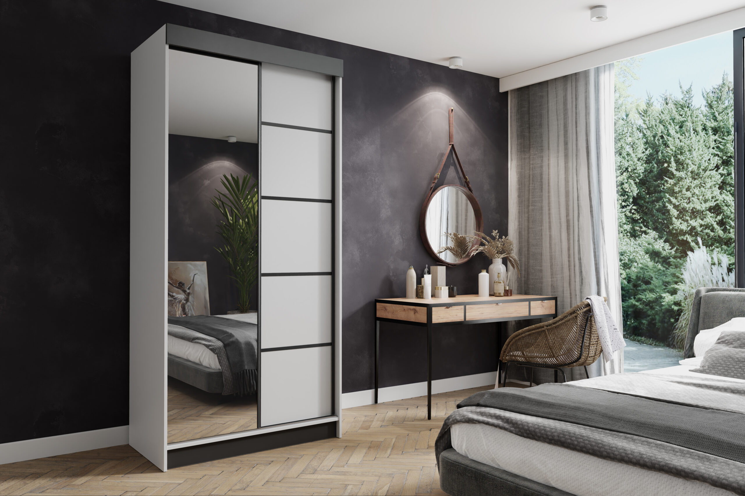 FurMeb24 Schiebetürenschrank AMANDA 100/150/200/250x200 cm Kleiderschrank mit Spiegel, 2-türiger Schiebeschrank – Bild 14