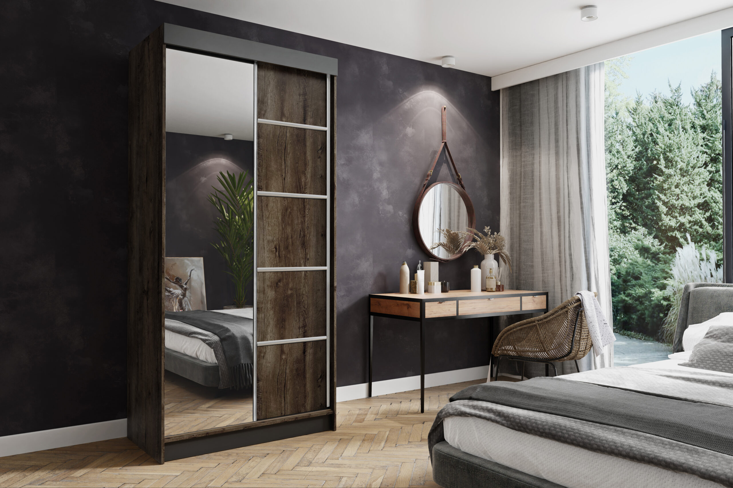 FurMeb24 Schiebetürenschrank AMANDA 100/150/200/250x200 cm Kleiderschrank mit Spiegel, 2-türiger Schiebeschrank – Bild 19