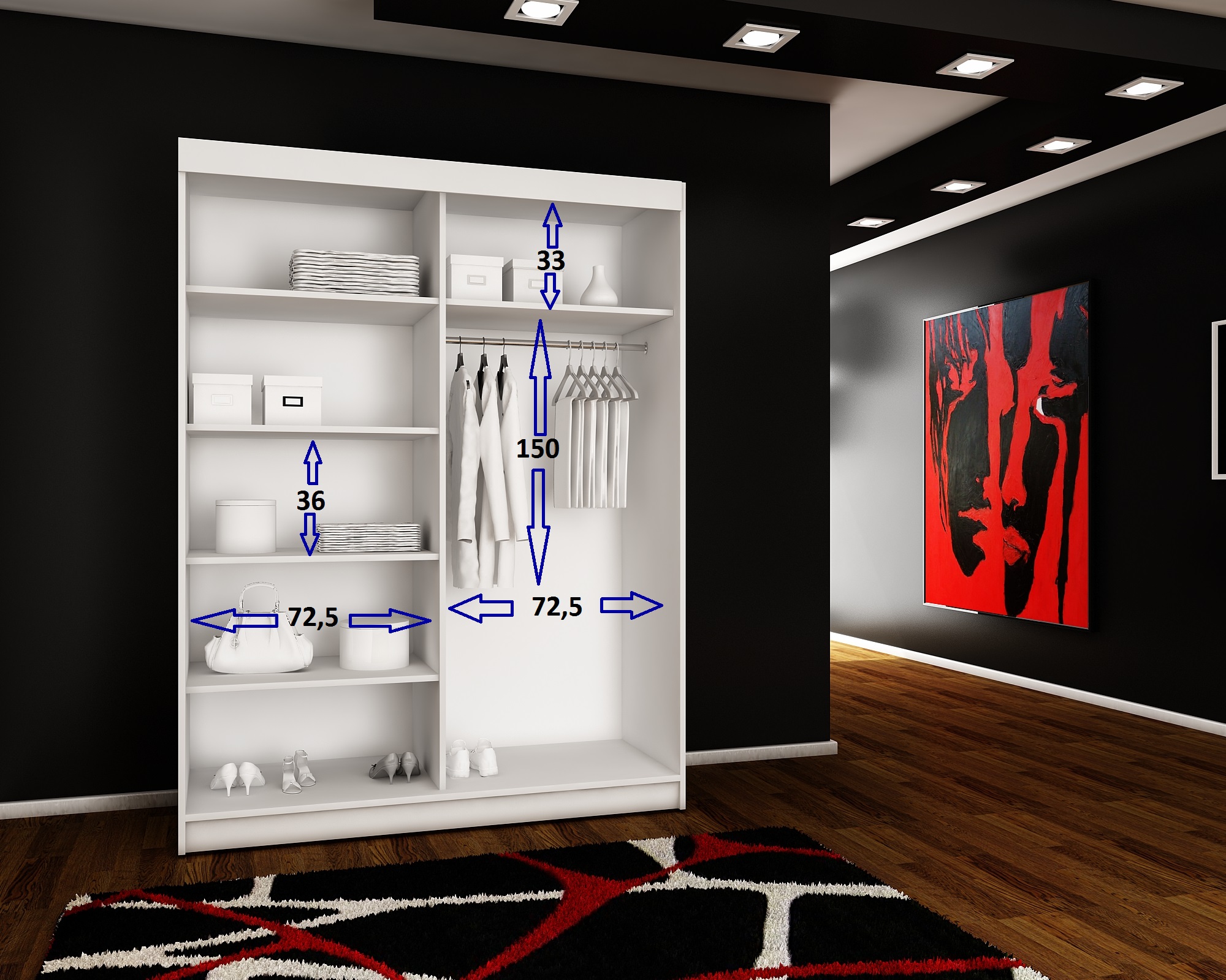 FurMeb24 Schiebetürenschrank AMANDA 100/150/200/250x200 cm Kleiderschrank mit Spiegel, 2-türiger Schiebeschrank – Bild 12