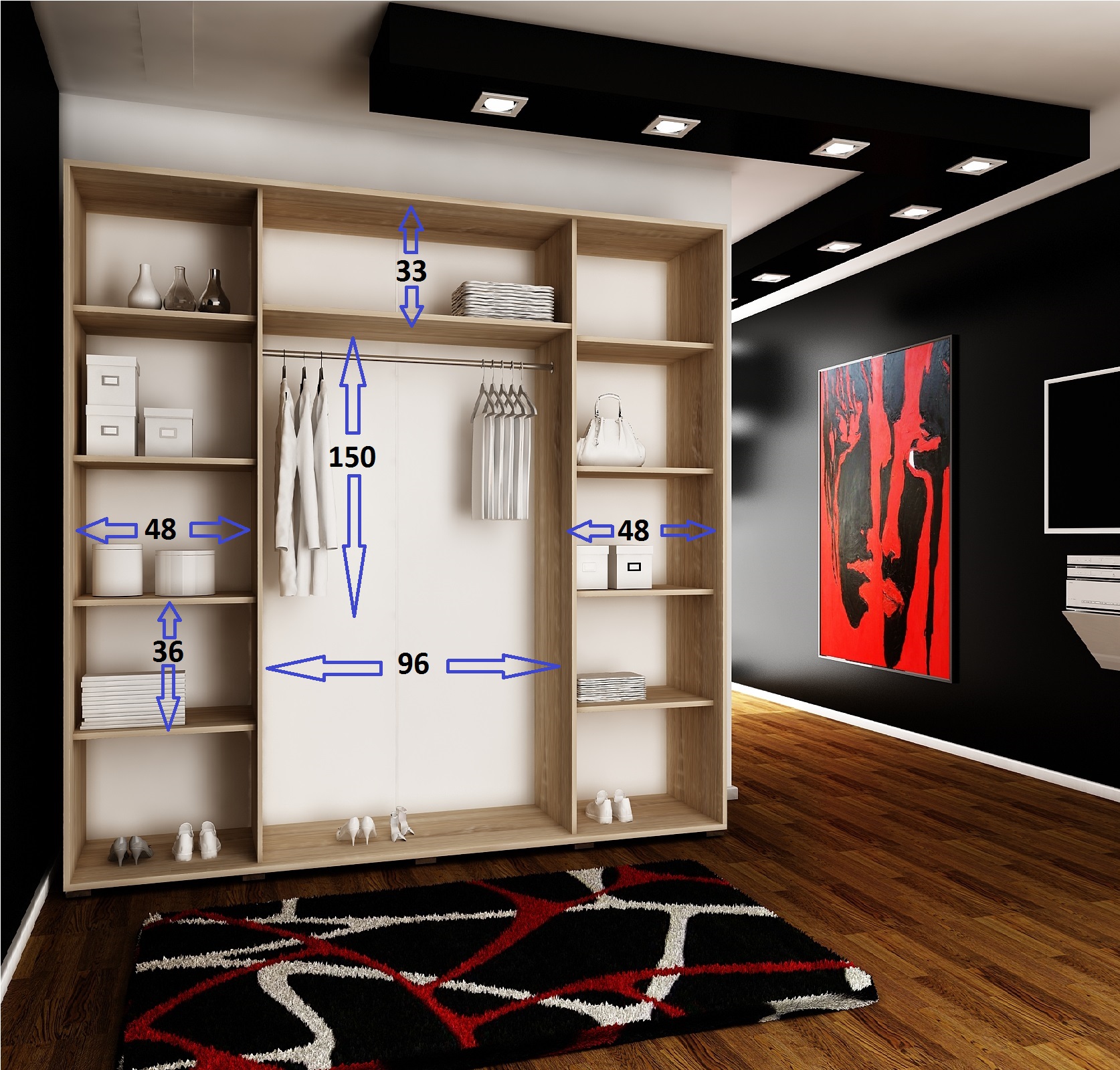 FurMeb24 Schiebetürenschrank AMANDA 100/150/200/250x200 cm Kleiderschrank mit Spiegel, 2-türiger Schiebeschrank – Bild 10