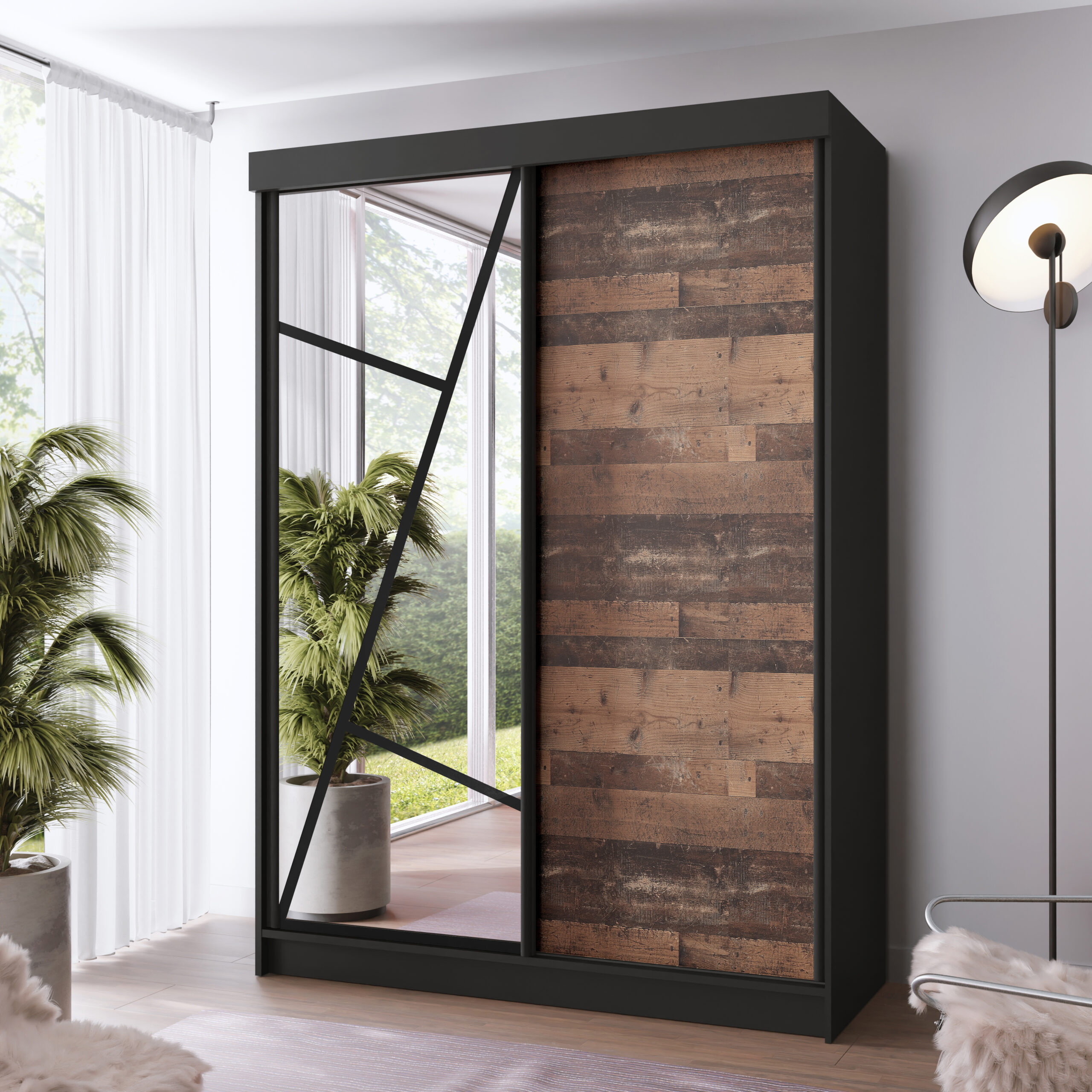 FurMeb24 Schiebetürenschrank LOE 138/167/200/250x205x59 cm Kleiderschrank mit Spiegel – Bild 21