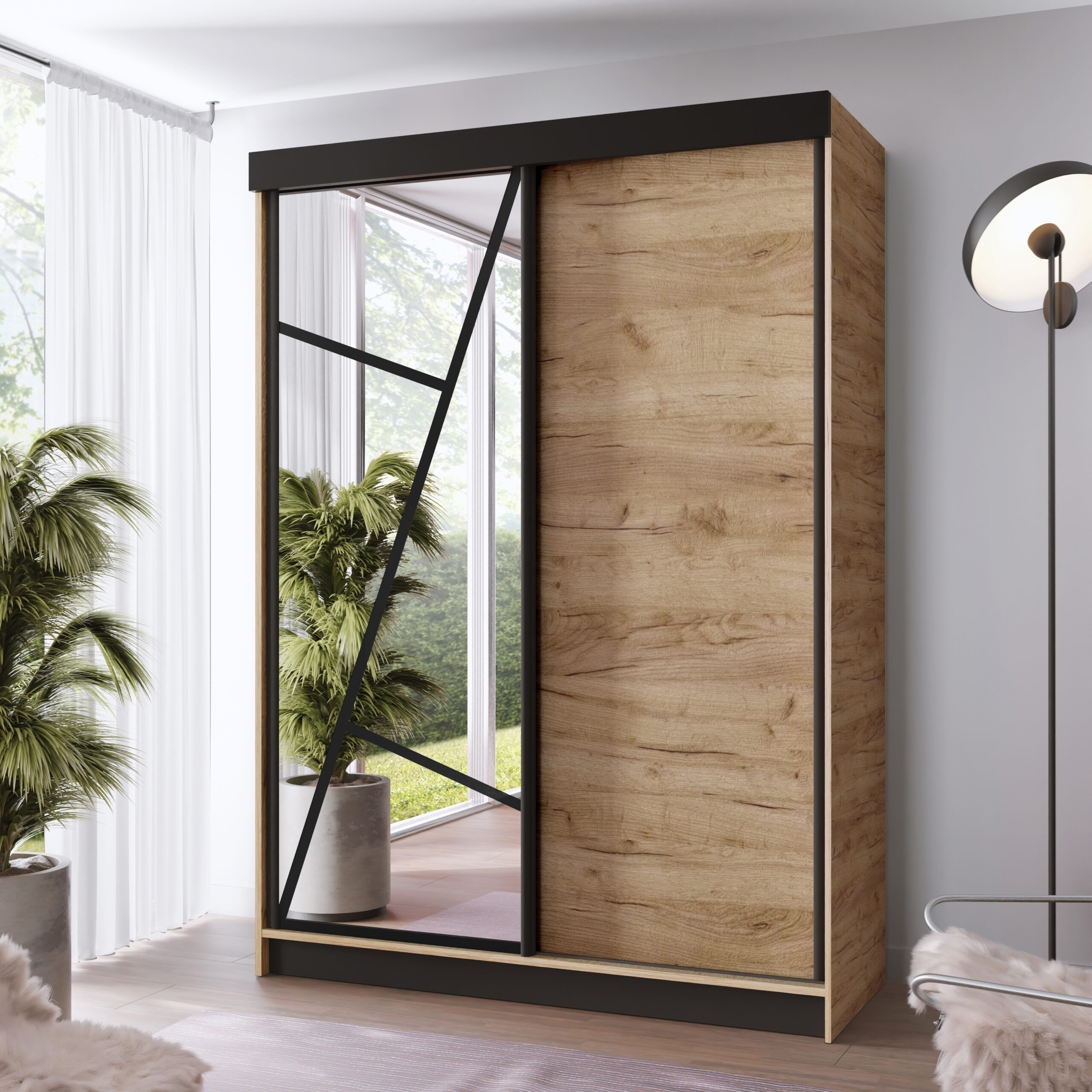 FurMeb24 Schiebetürenschrank LOE 138/167/200/250x205x59 cm Kleiderschrank mit Spiegel – Bild 22