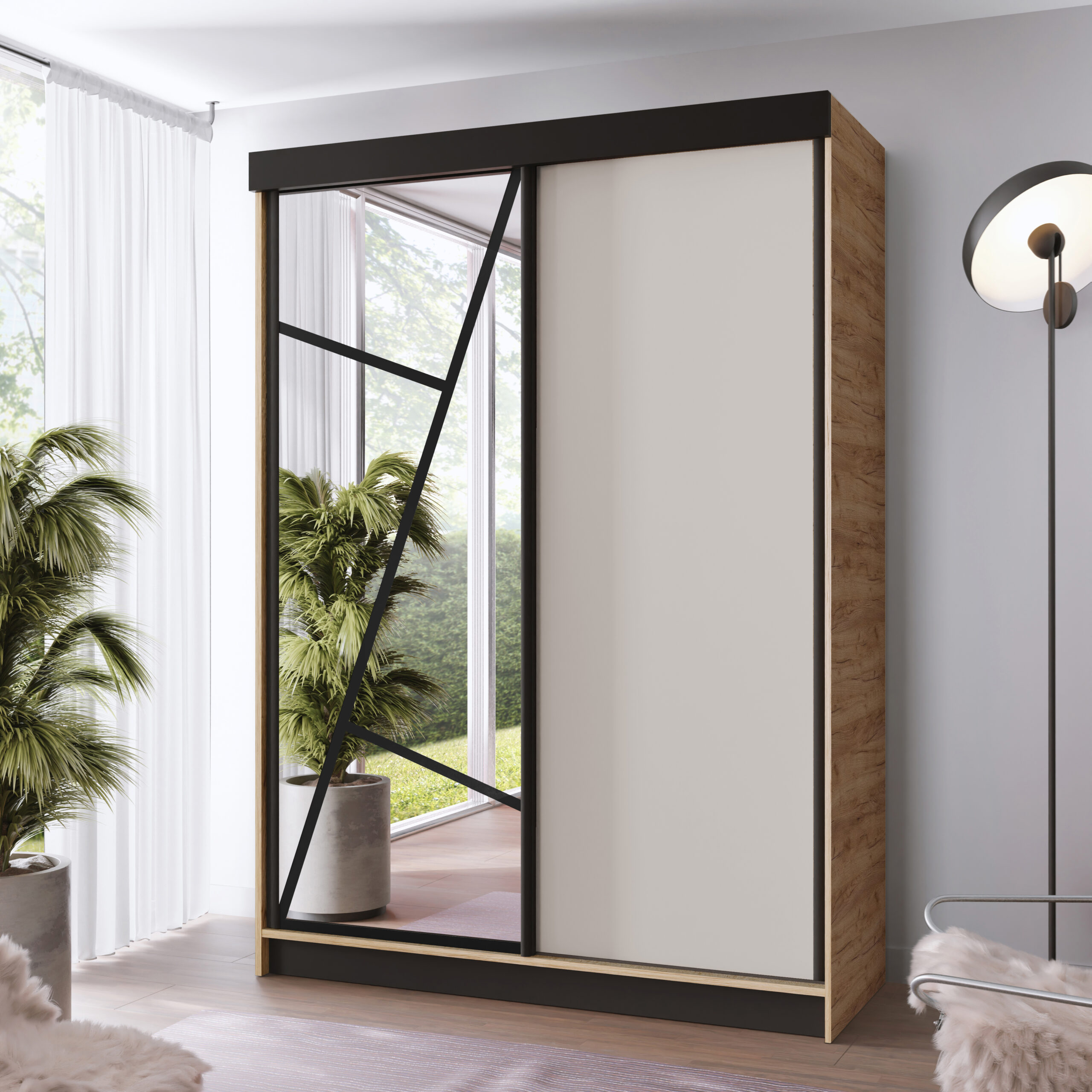 FurMeb24 Schiebetürenschrank LOE 138/167/200/250x205x59 cm Kleiderschrank mit Spiegel – Bild 23
