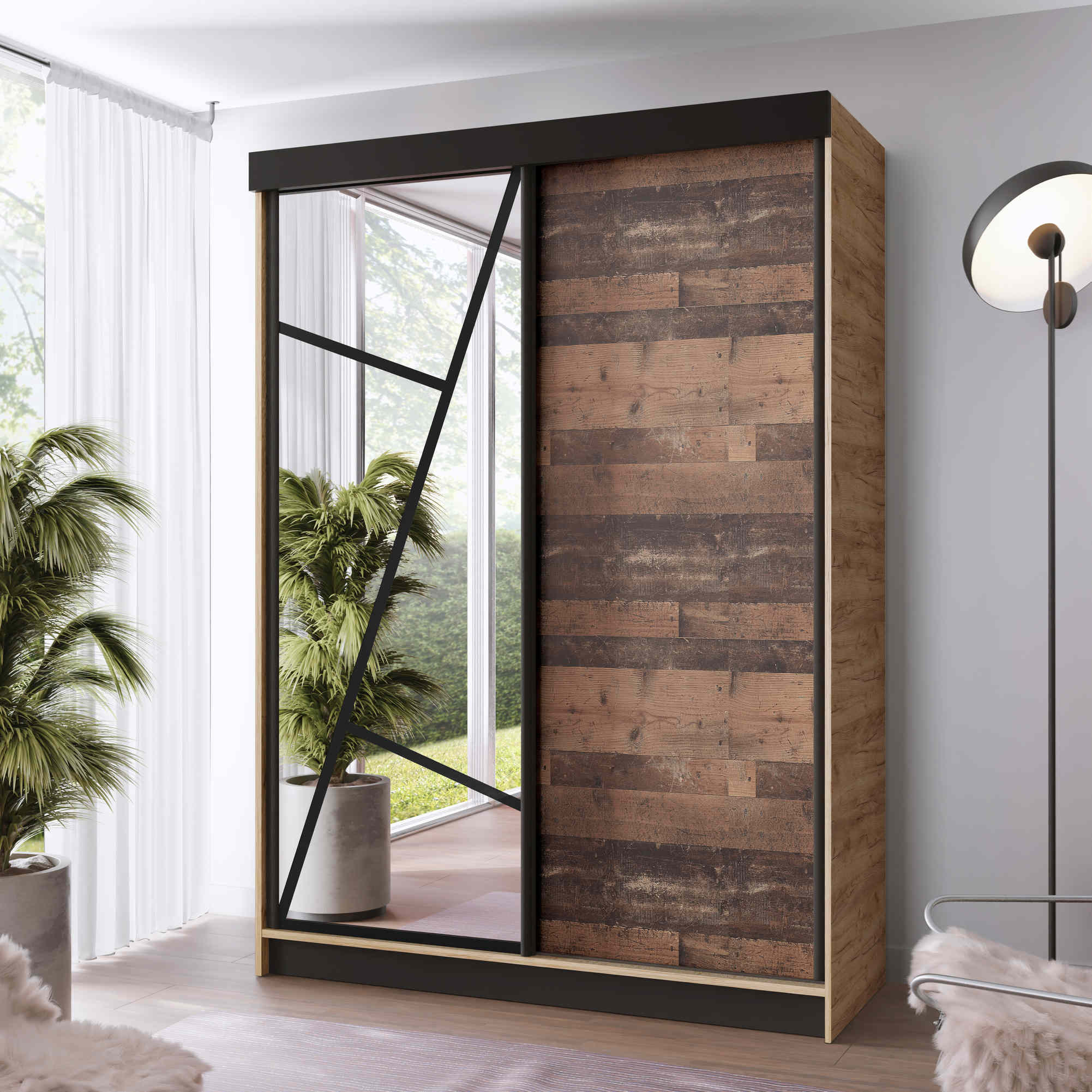 FurMeb24 Schiebetürenschrank LOE 138/167/200/250x205x59 cm Kleiderschrank mit Spiegel – Bild 25