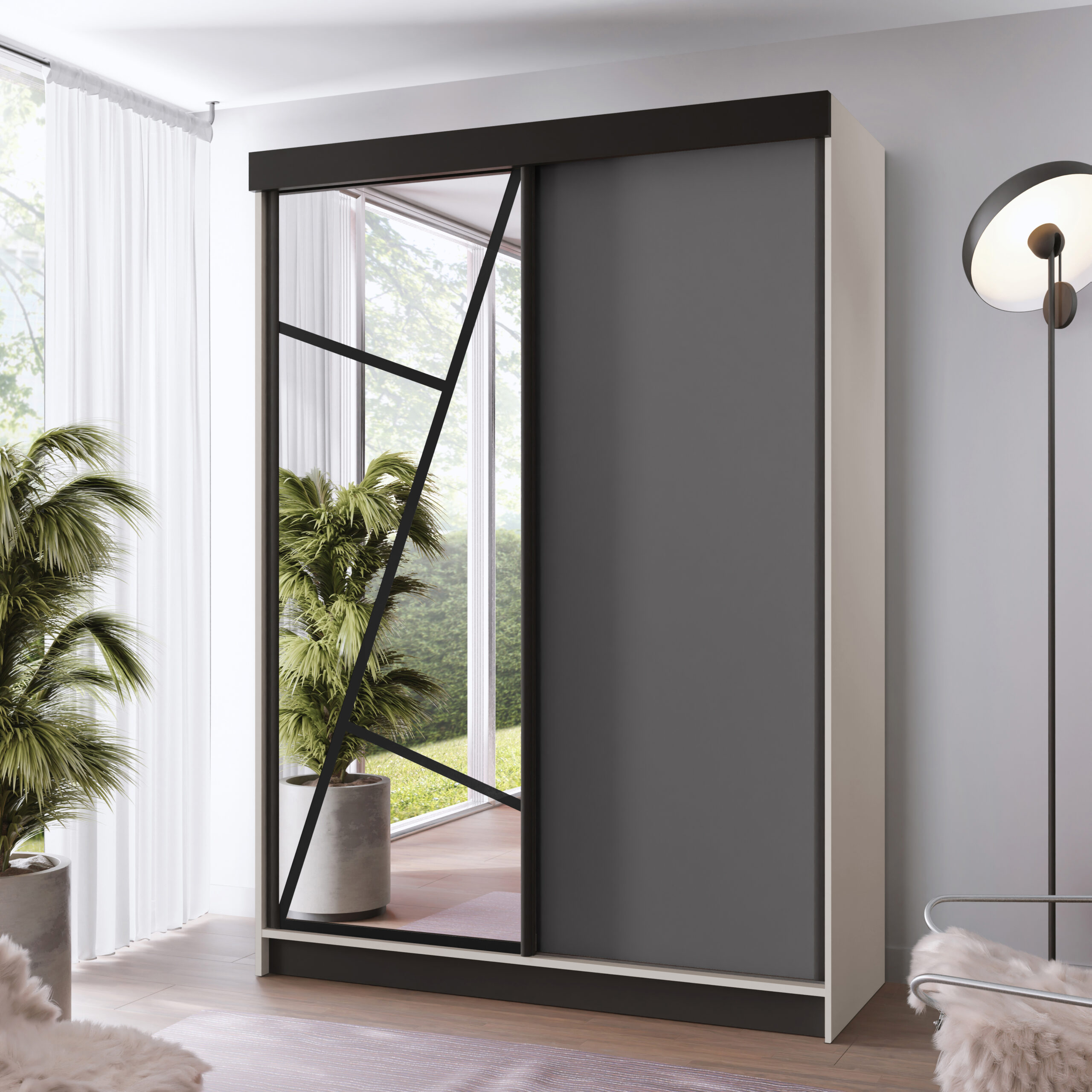 FurMeb24 Schiebetürenschrank LOE 138/167/200/250x205x59 cm Kleiderschrank mit Spiegel – Bild 30