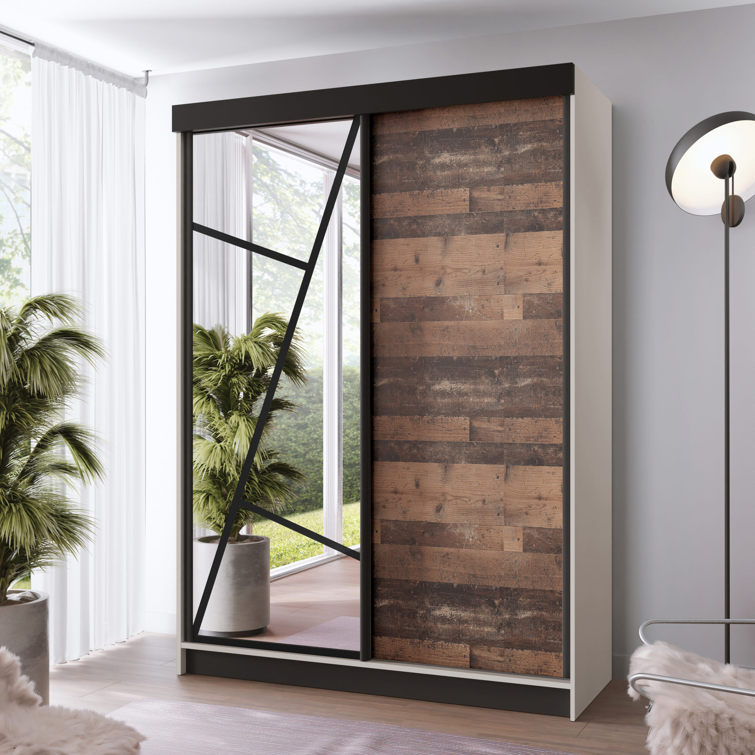 FurMeb24 Schiebetürenschrank LOE 138/167/200/250x205x59 cm Kleiderschrank mit Spiegel – Bild 32