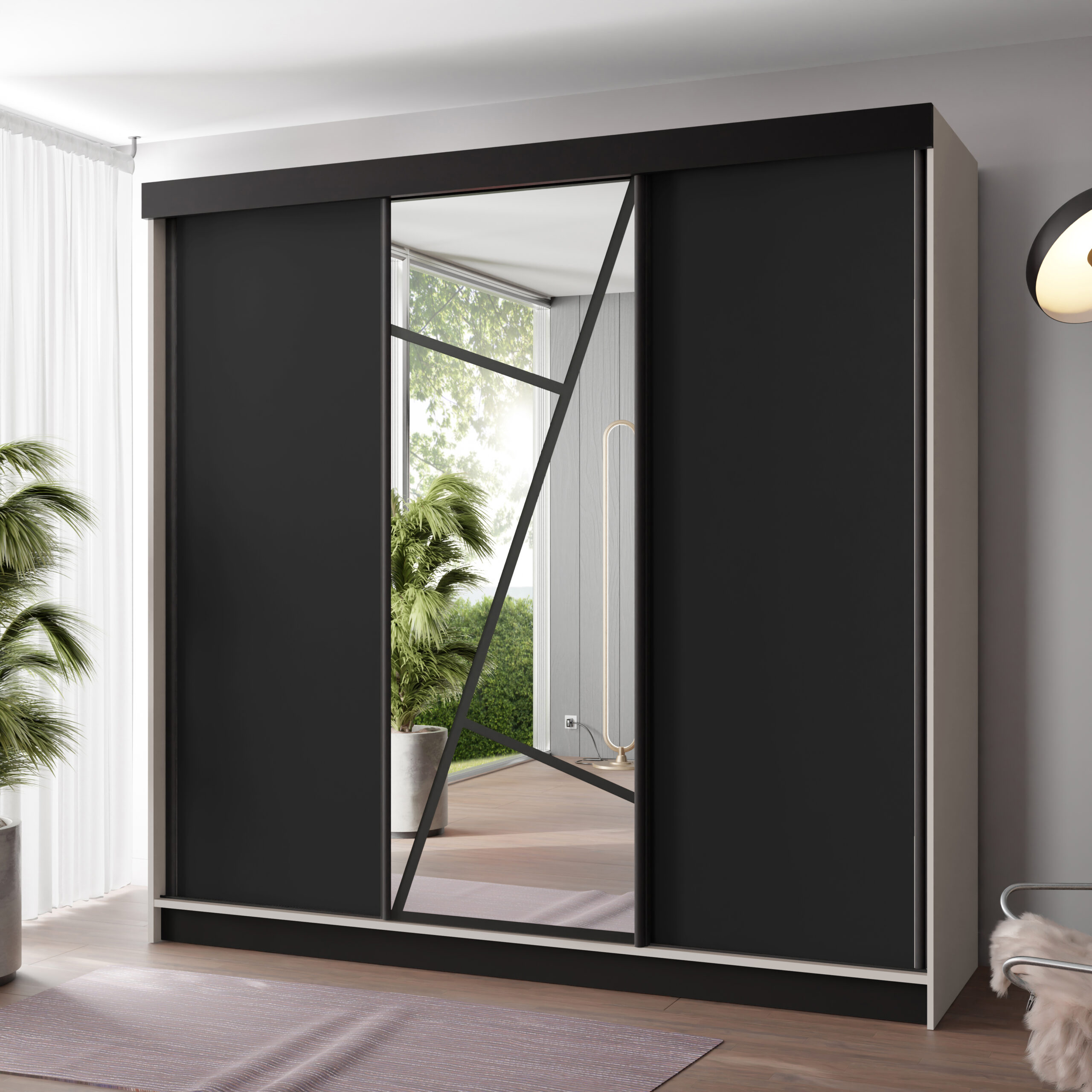 FurMeb24 Schiebetürenschrank LOE 138/167/200/250x205x59 cm Kleiderschrank mit Spiegel – Bild 14