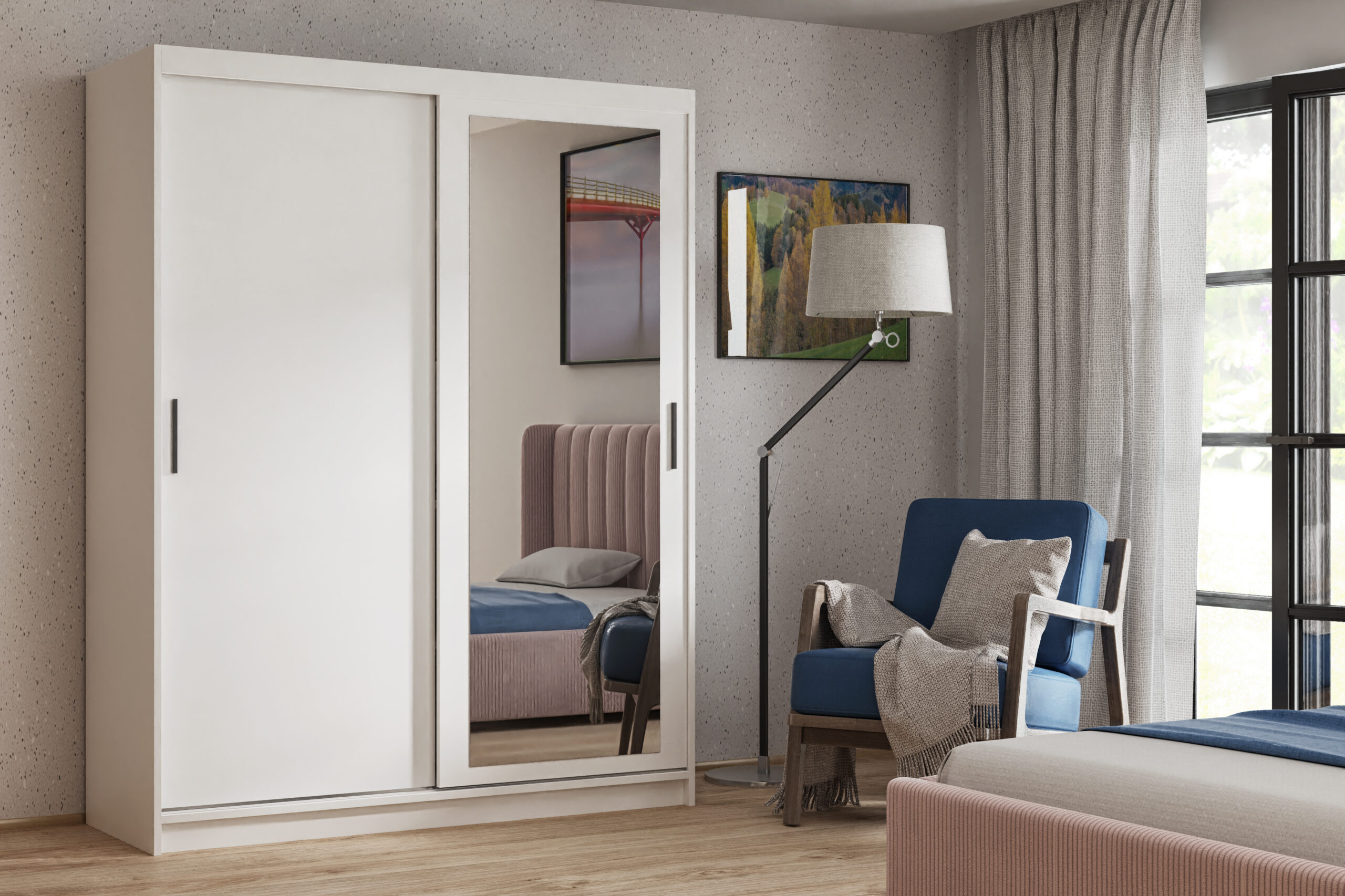 FurMeb24 2-türiger Schiebeschrank HEVEN 100/120/160/180 x 205 x 60 cm – Bild 5