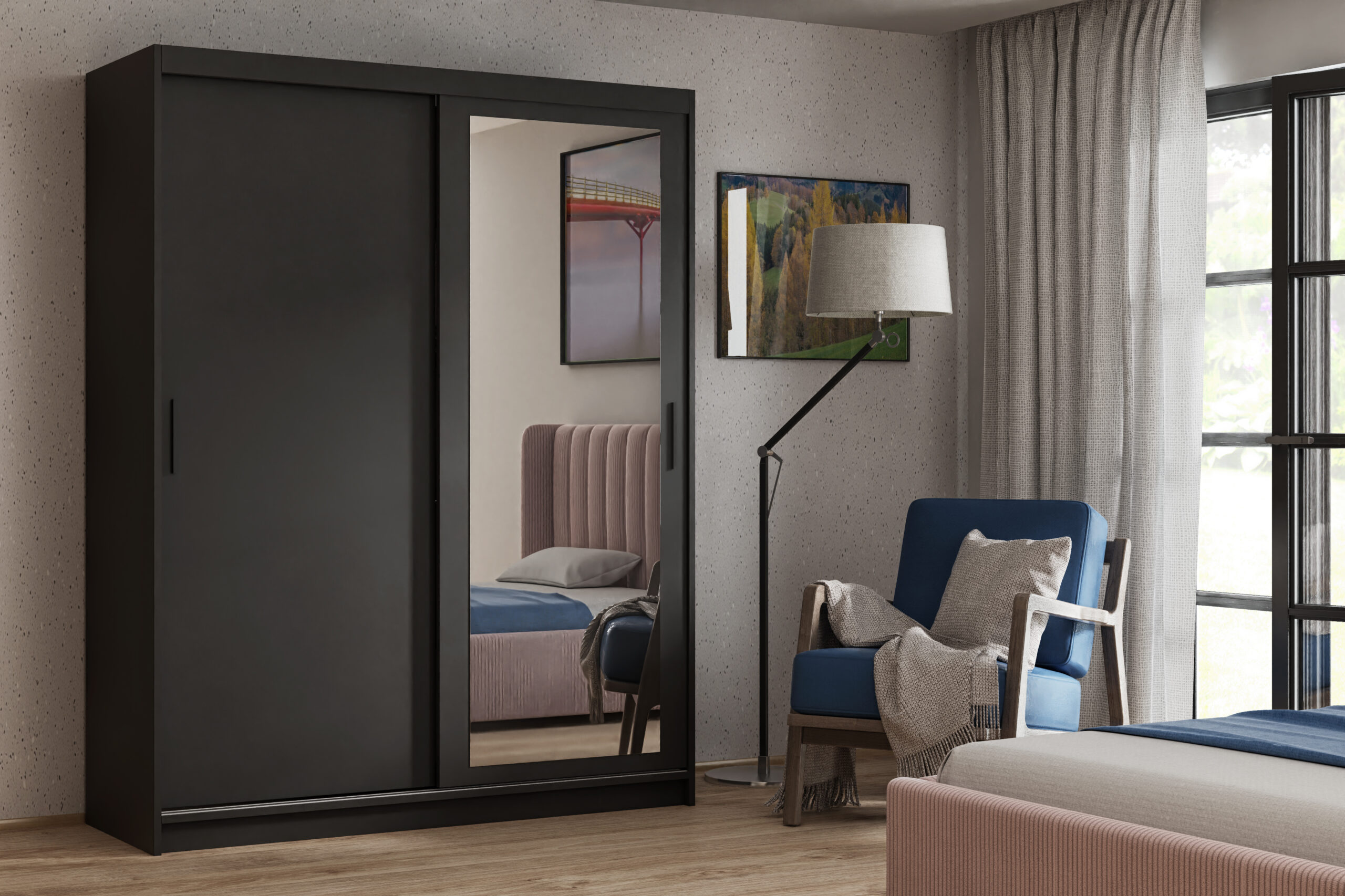 FurMeb24 2-türiger Schiebeschrank HEVEN 100/120/160/180 x 205 x 60 cm