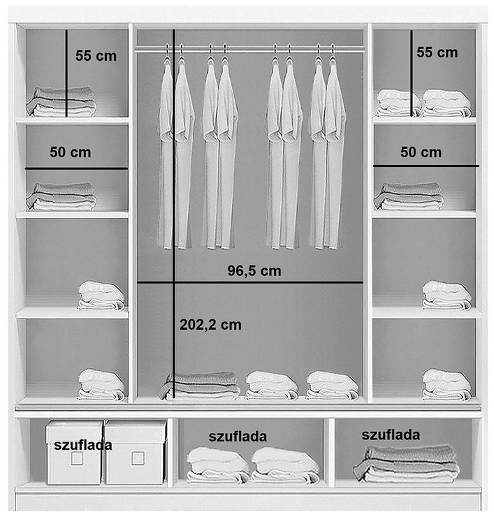 FurMeb24 kippbarer Kleiderschrank C3a 203×215×61 cm – Sonoma Eiche/ Eiche Craft Gold/ Eiche Artisan - mit Spiegel – Bild 5