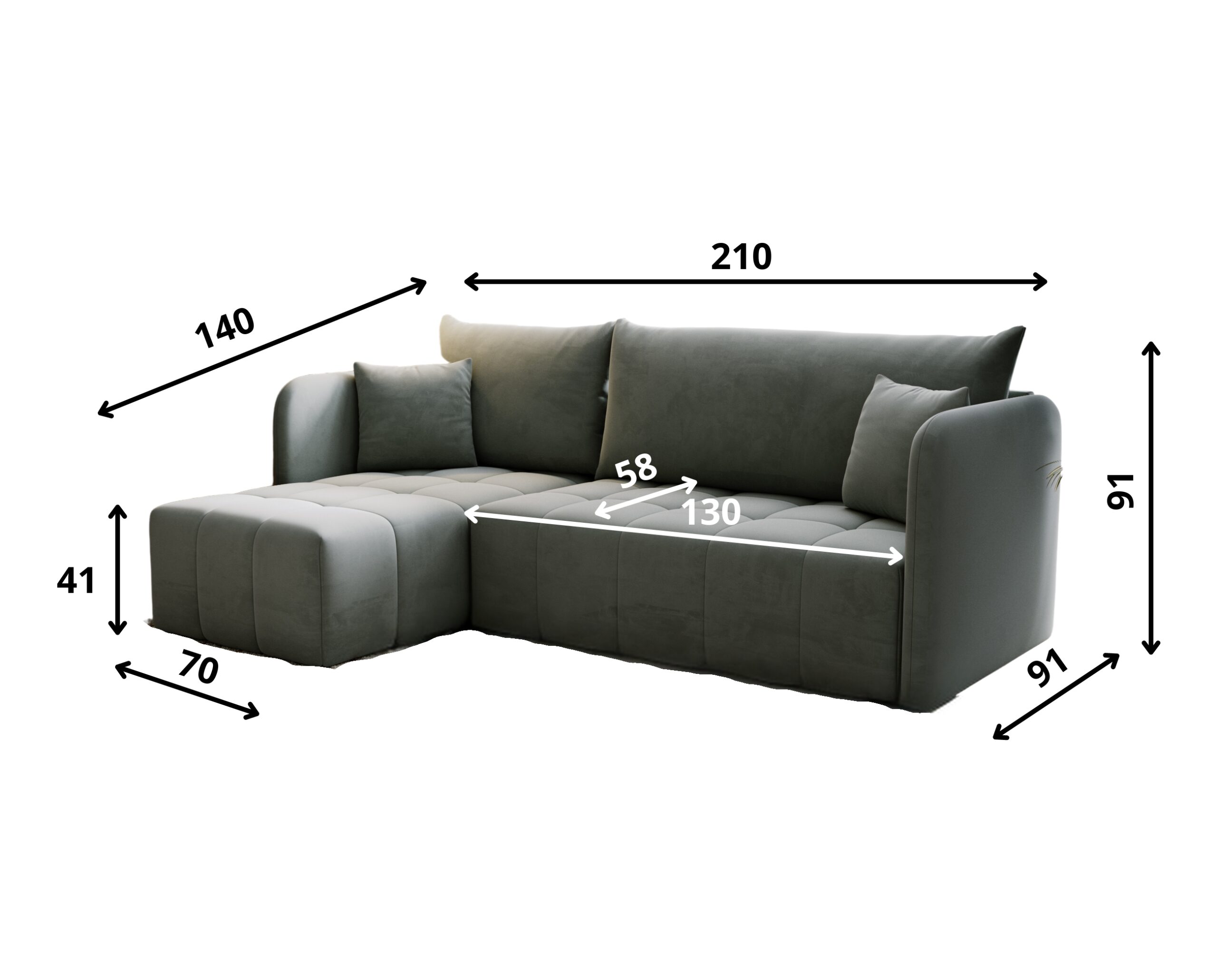 FurMeb24 ECKSOFA SALTO L - 210 x 140 cm Stoff MONOLITH - mit schlaffunktion und bettkasten – Bild 3