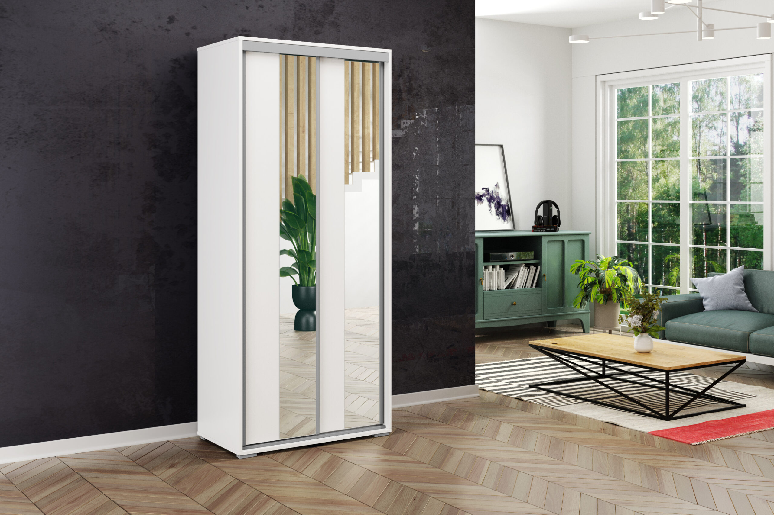 FurMeb24 Schiebetürenschrank A4 125×215/245×62 cm - mit Spiegel – Bild 6