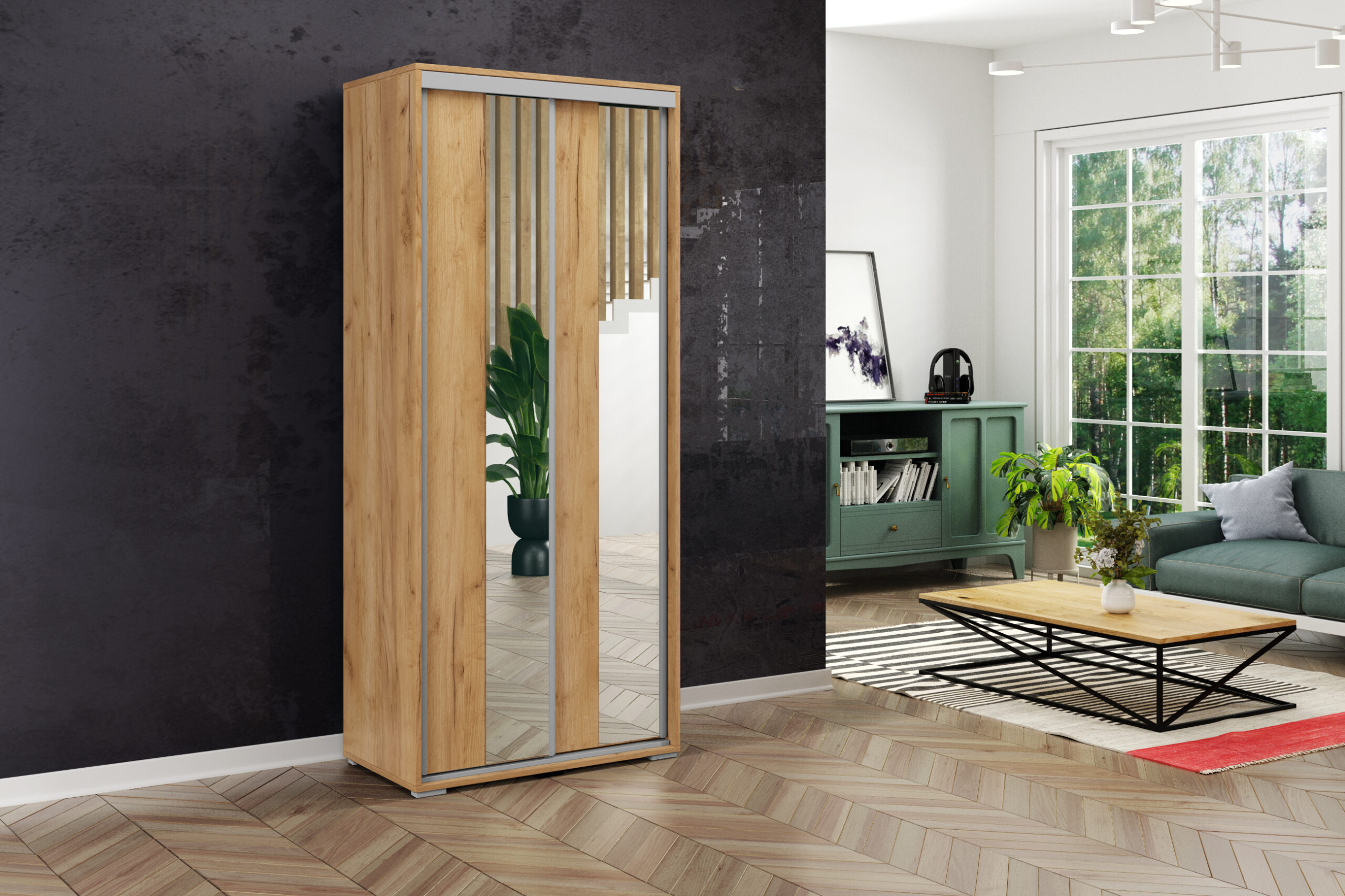 FurMeb24 Schiebetürenschrank A4 125×215/245×62 cm - mit Spiegel