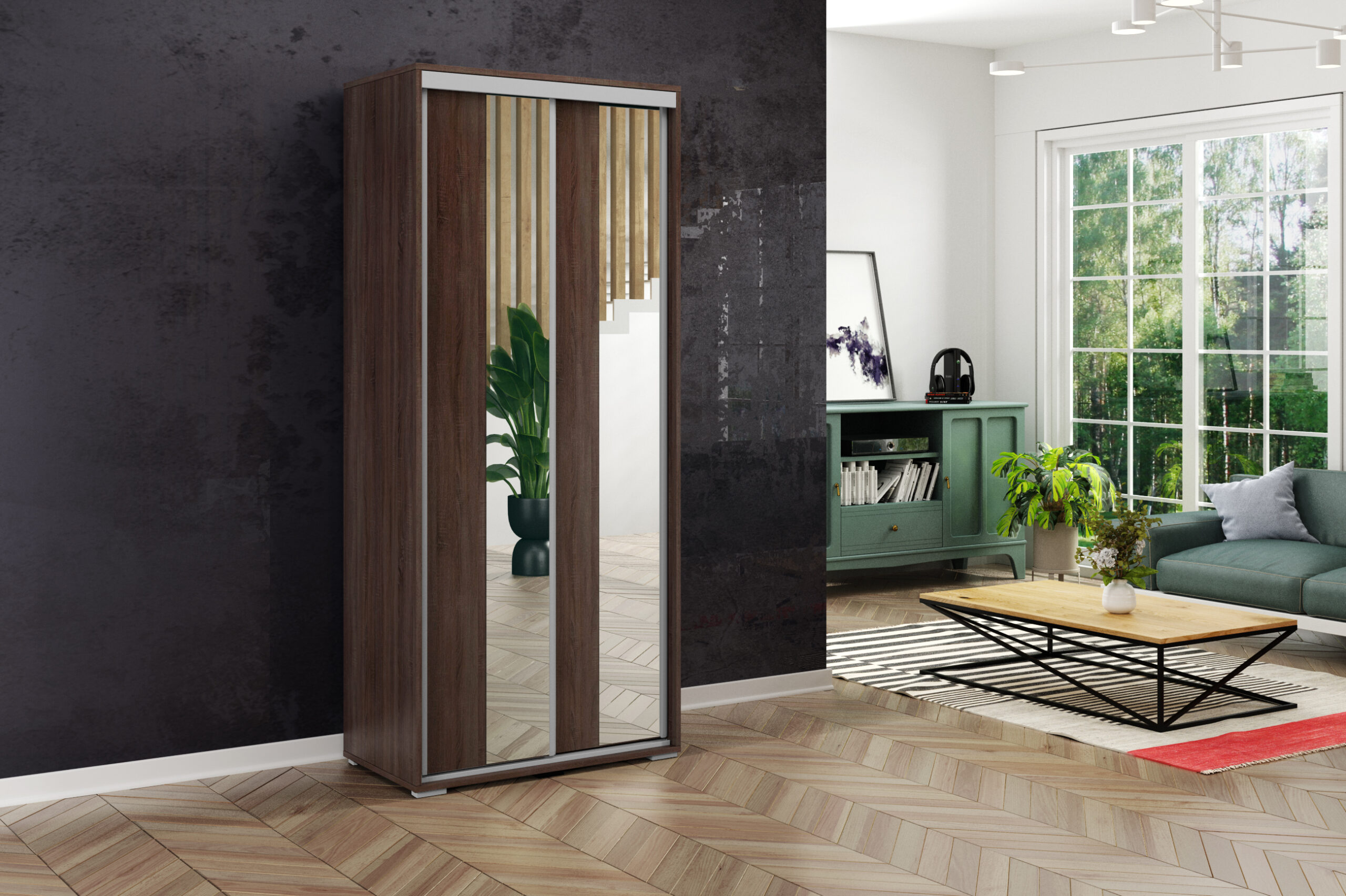 FurMeb24 Schiebetürenschrank A4 125×215/245×62 cm - mit Spiegel – Bild 4