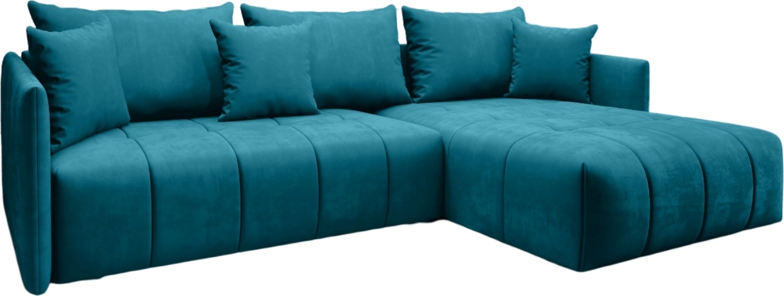 FURMEB24 - DON 245 x 180 cm Sofa mit Schlaffunktion und zwei Bettkästen - Ecksofa mit Kissen , Stoff Monoliht - Türkis