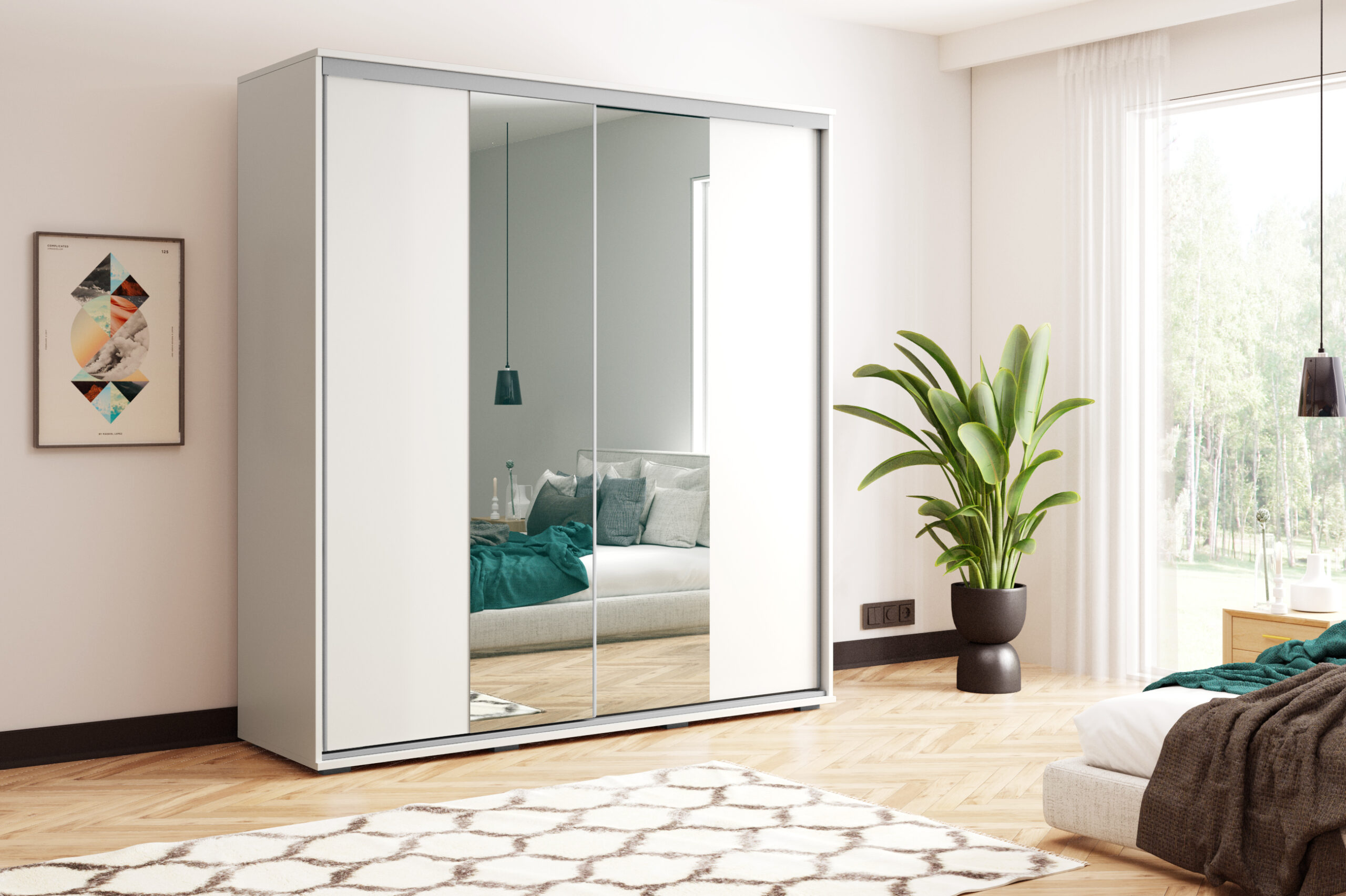 FurMeb24 Schiebetürenschrank A3 125×215/245×62 cm - mit Spiegel – Bild 6