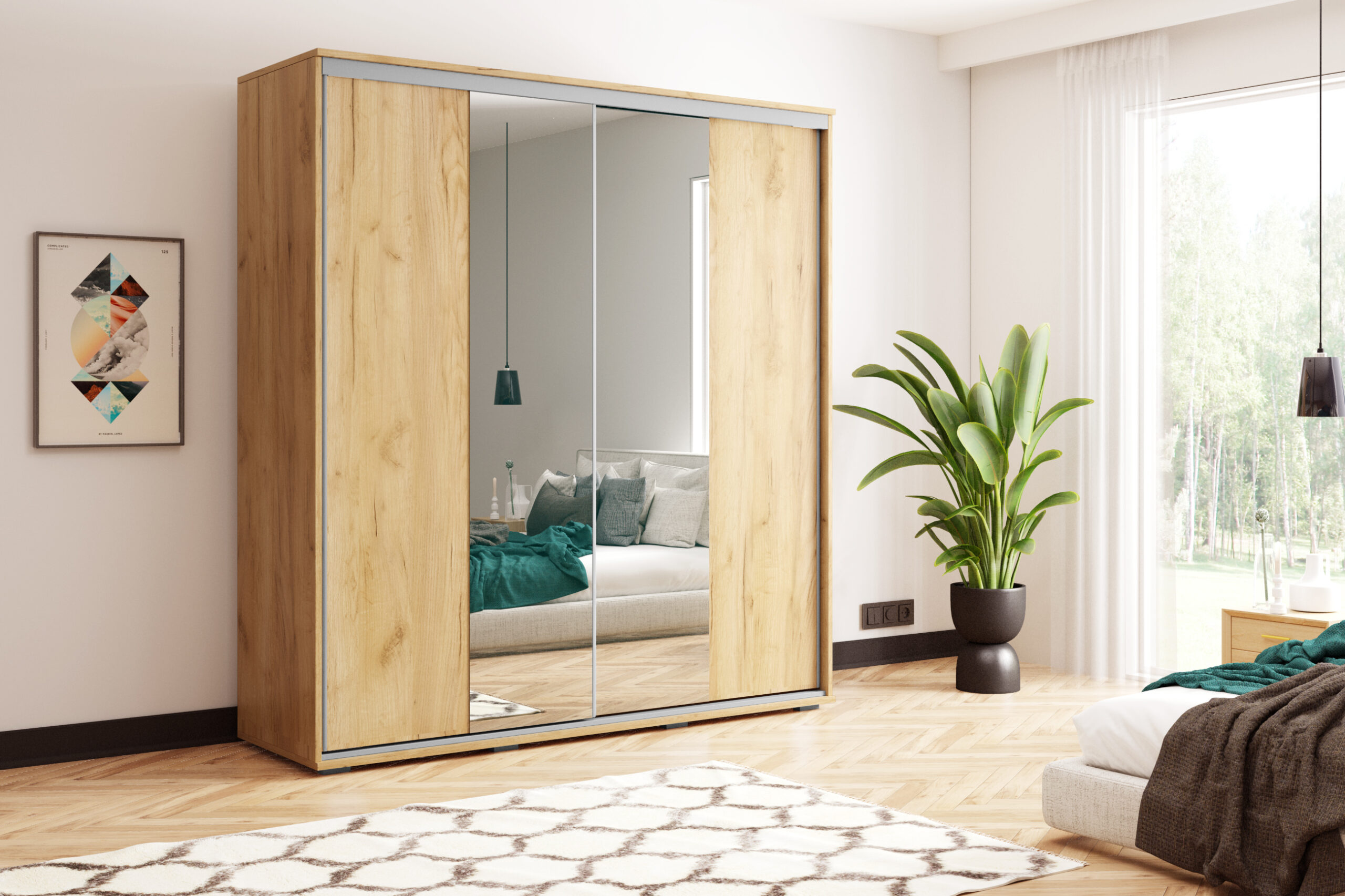 FurMeb24 Schiebetürenschrank A3 125×215/245×62 cm - mit Spiegel – Bild 4