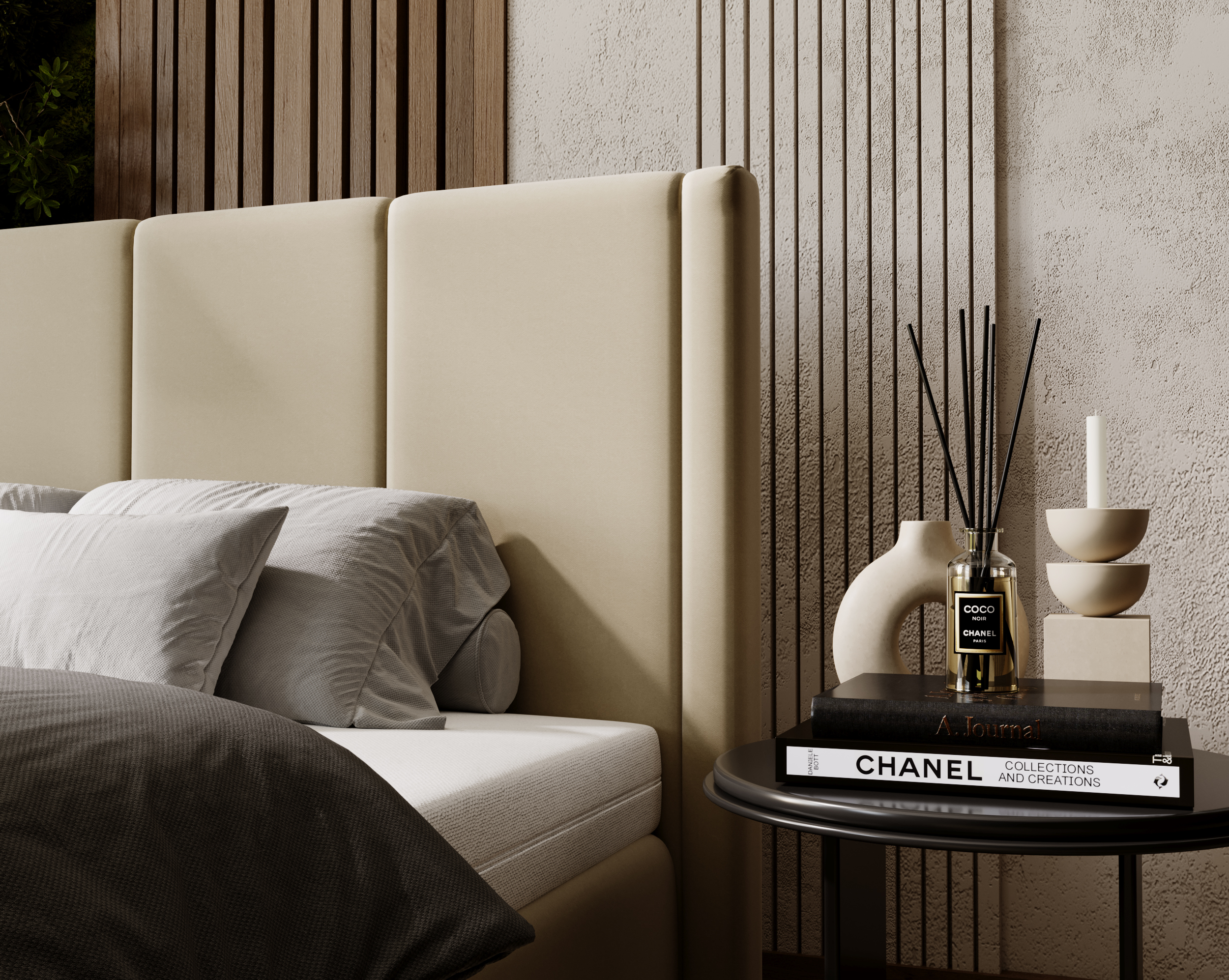 FurMeb24 - BELLA - Polsterbett aus Holzrahmen , Doppelbett mit höher Kopstütze - Mit Matraze - Kronos – Bild 6