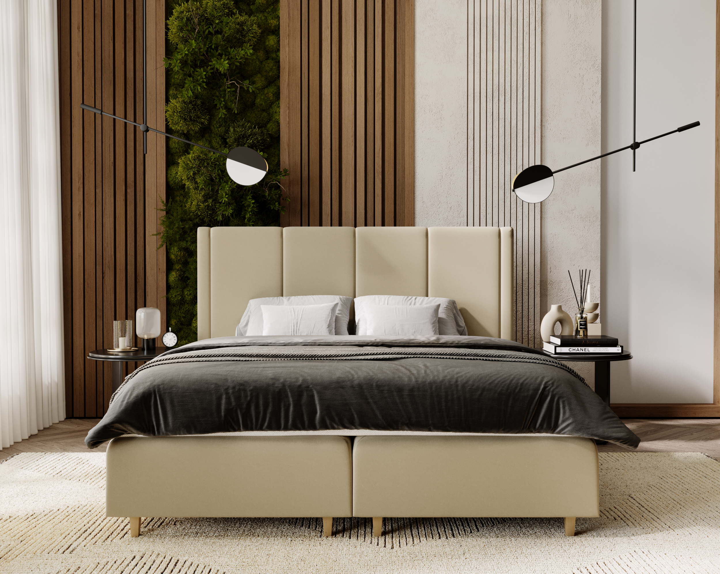 FurMeb24 - BELLA - Polsterbett aus Holzrahmen , Doppelbett mit höher Kopstütze - Mit Matraze - Kronos – Bild 7