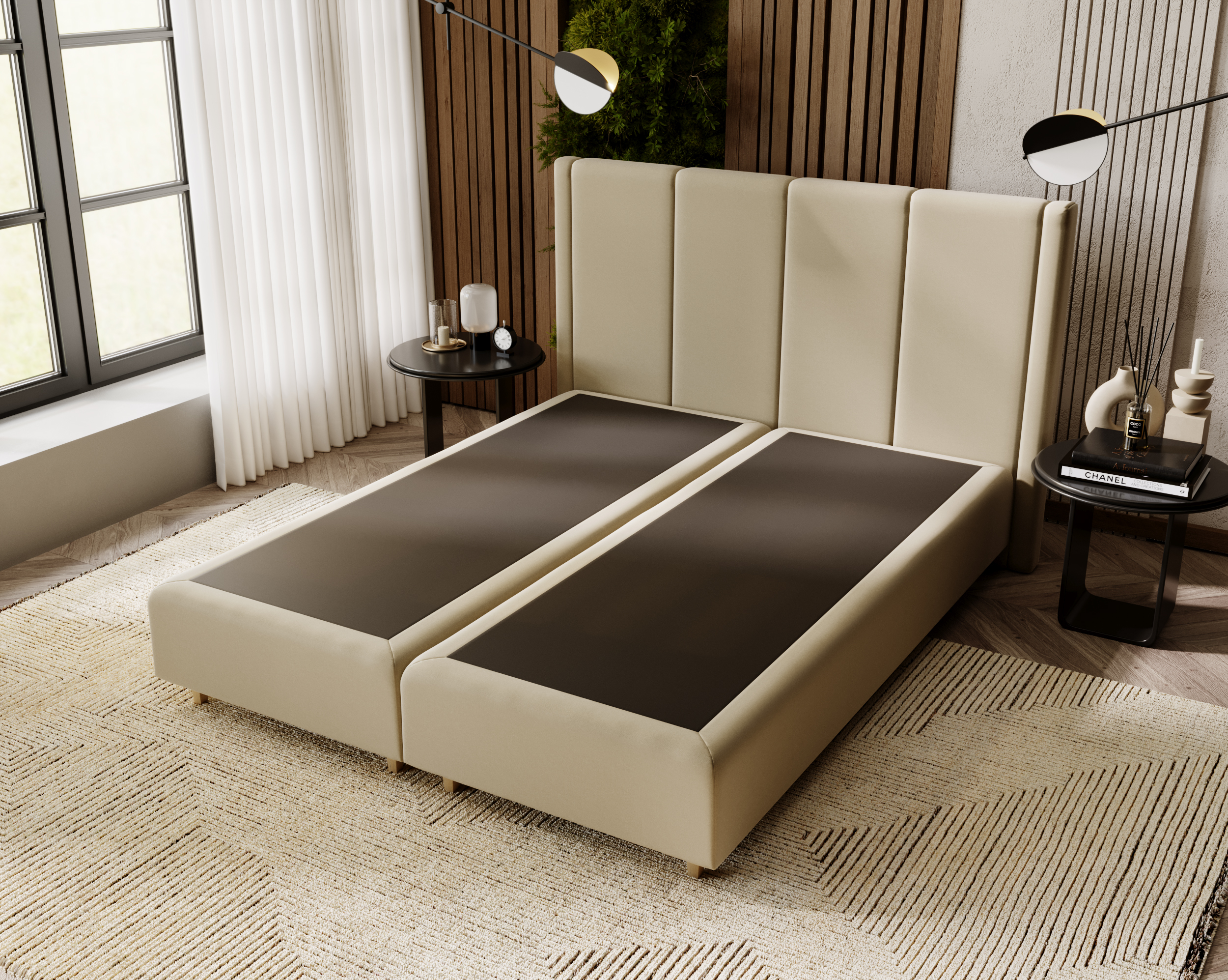 FurMeb24 - BELLA - Polsterbett aus Holzrahmen , Doppelbett mit höher Kopstütze - Mit Matraze - Kronos – Bild 8